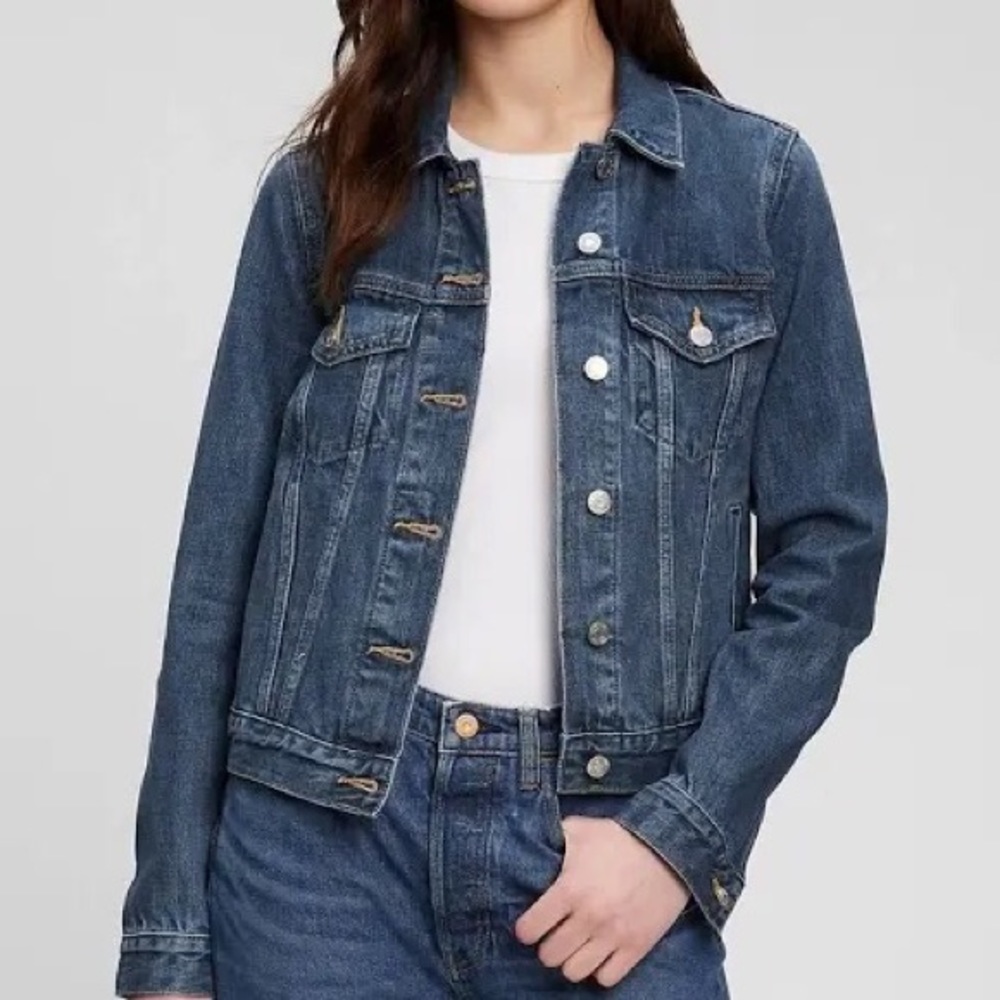 GAP-Distressed Relaxed Denim Boho Jean Jacket-Size Small